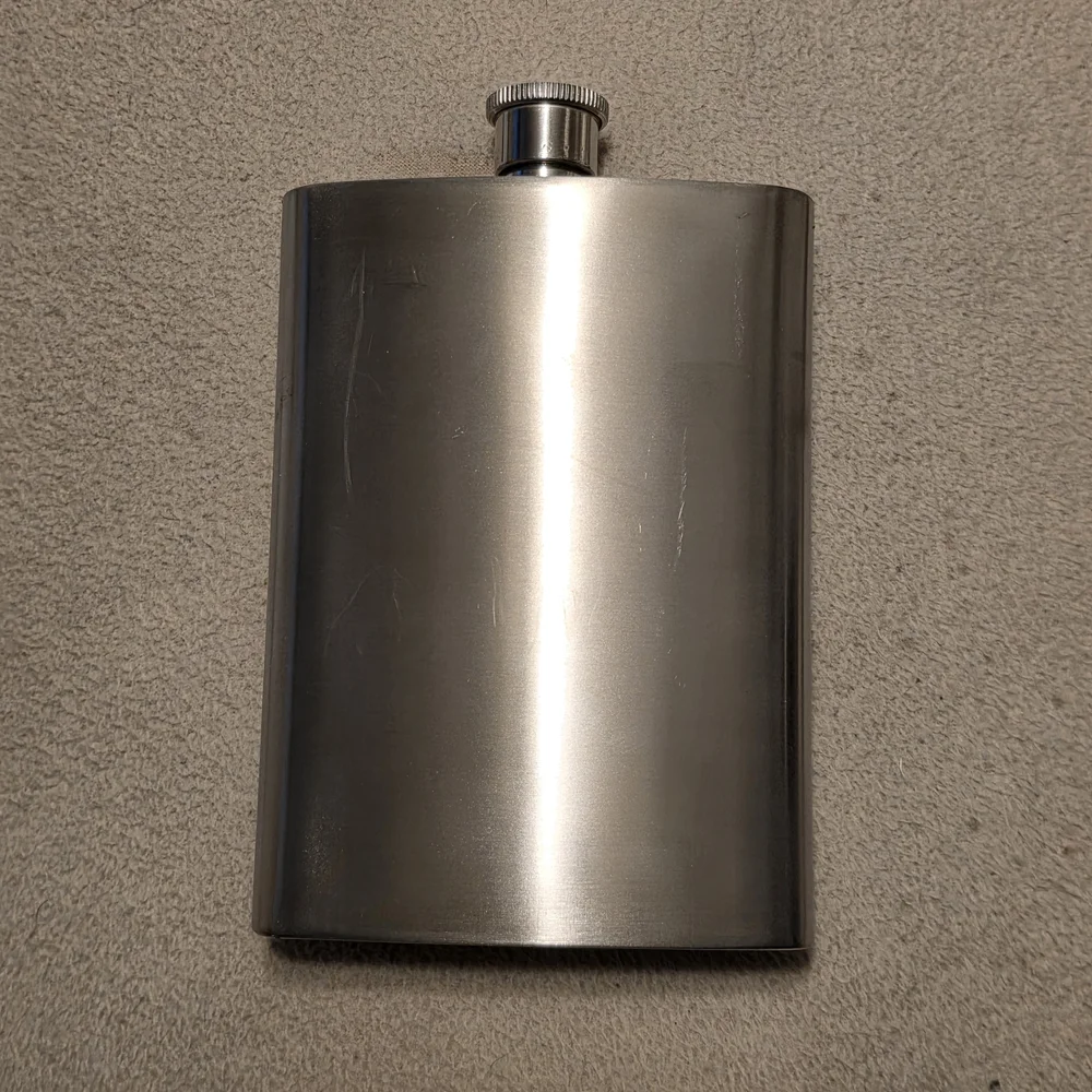 Crown Royal Stainless Steel 8oz Hip Flask w/ Purple Suede Sleeve